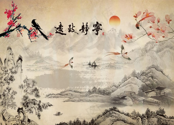 中式背景墙 中式背景素材 背景图片(6666X5000(DPI:72))psd模版下载