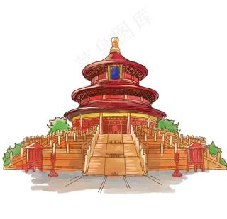 天坛插画图片
