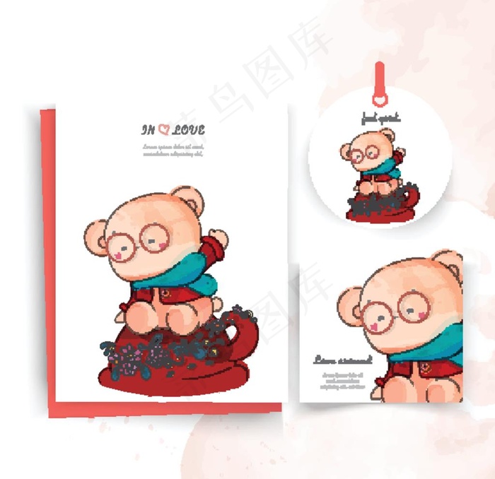 水彩动物卡片图片