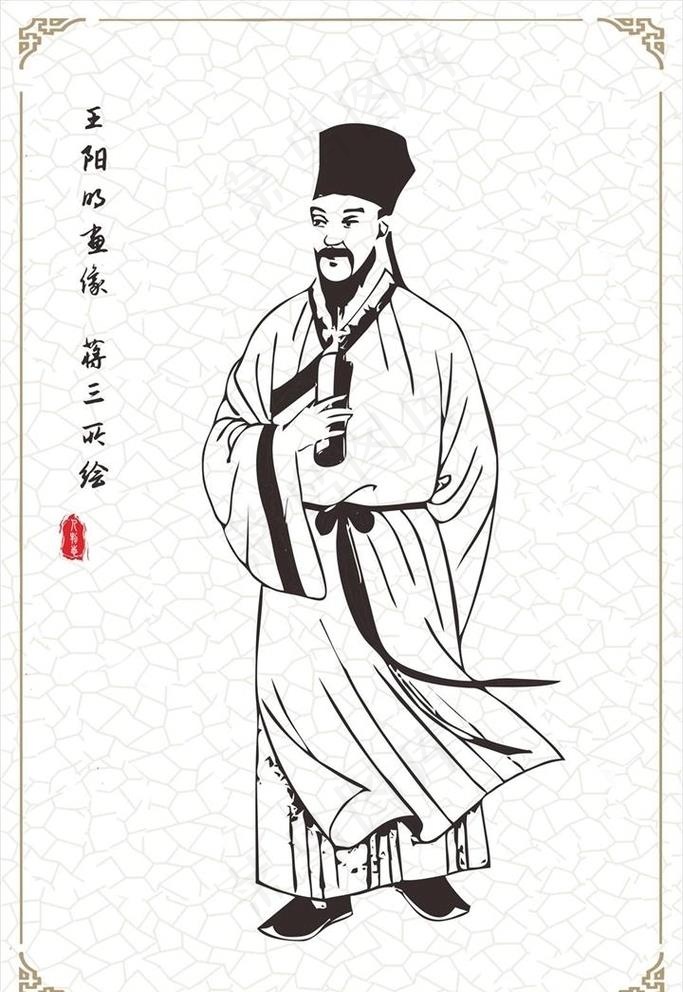 王阳明矢量图画像图片cdr矢量模版下载