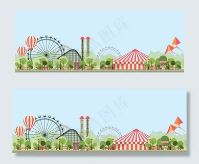 手绘卡通游乐场插画图片