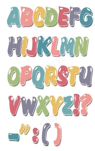 糖果色卡通字母图片