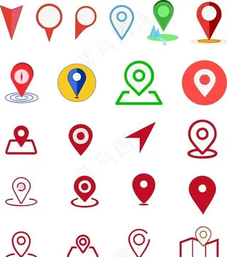 不同风格定位图标图片