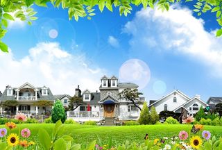 蓝天白云草地图片