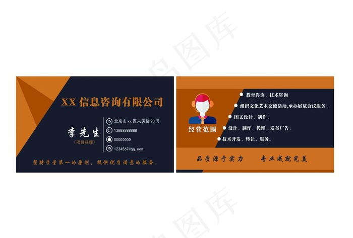 信息咨询公司名片图片psd模版下载
