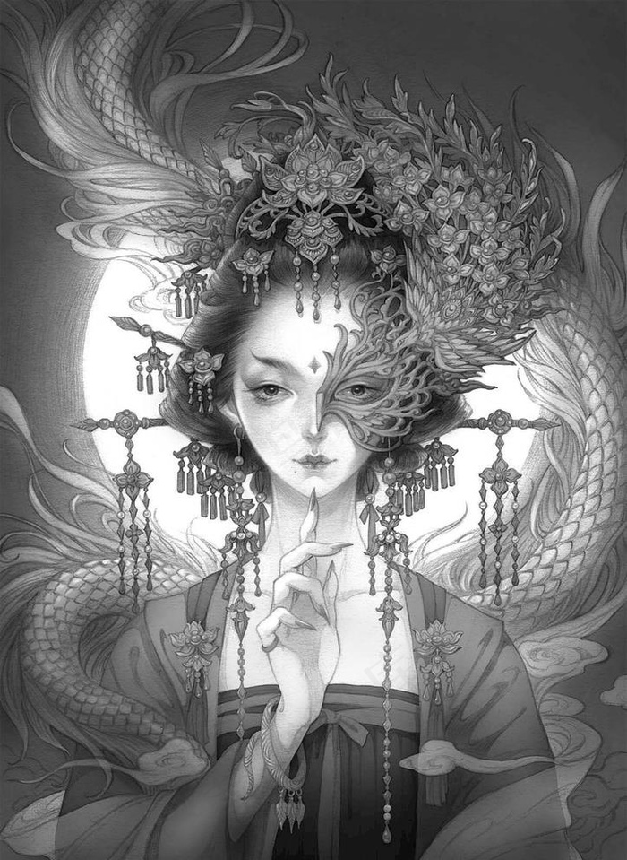 黑白半面妆图片