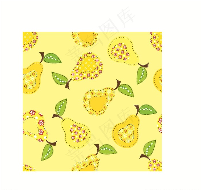 水果鸭梨四方连续底纹图片