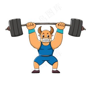 卡通健身牛图片