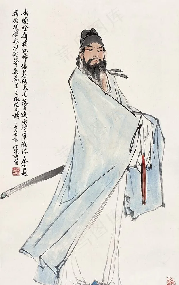 国画李白造像图片