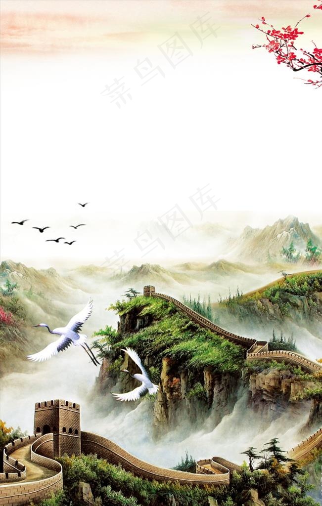 中国风 长城 装饰画图片(3543X5315(DPI:150))psd模版下载