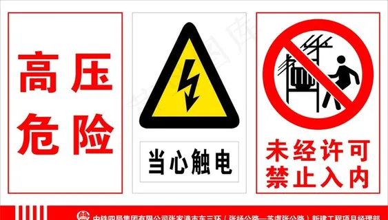 高压危险当心触电综合警示牌图片