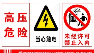 高压危险当心触电综合警示牌图片
