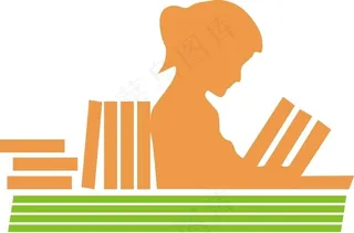 卡通学生矢量剪影图片