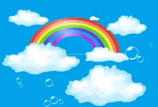 彩虹白云气泡矢量素材图片