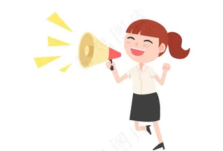 卡通人物促销喇叭手绘矢量元素图片