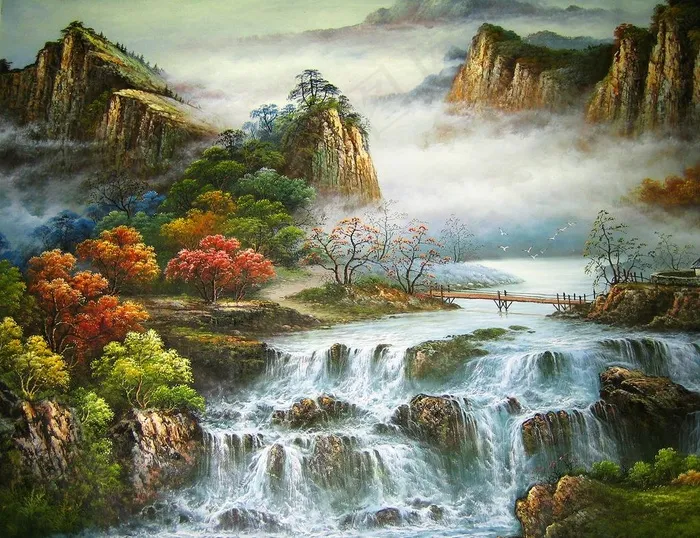 油画山水风光装饰画图片
