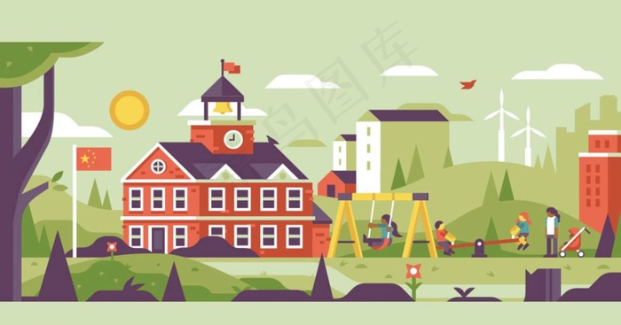 学校图片ai矢量模版下载