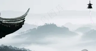 山水国风古风复古海报素材图片