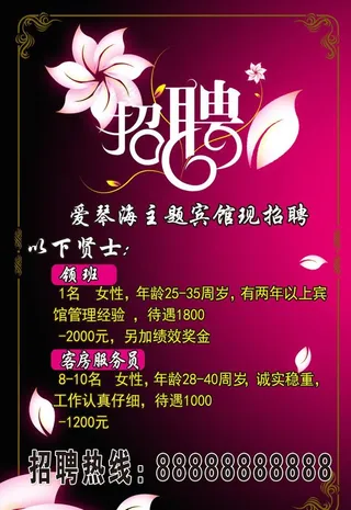 宾馆主题招聘图片