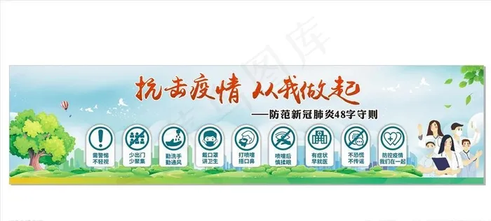 防范新冠状病毒 48字守则图片cdr矢量模版下载