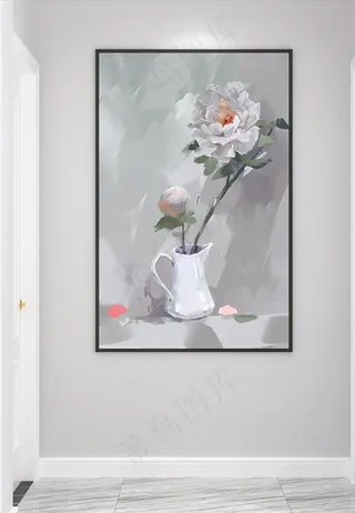 优美白色花朵装饰画图片