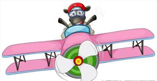 卡通动物和螺旋桨飞机图片