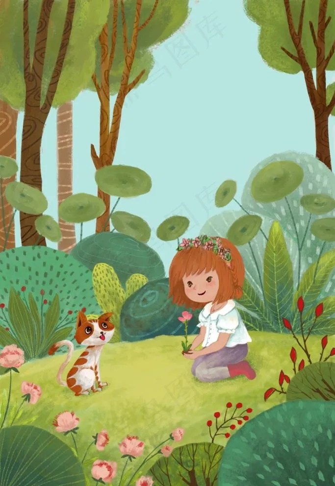 森林插画图片(3545X5315(DPI:300))psd模版下载