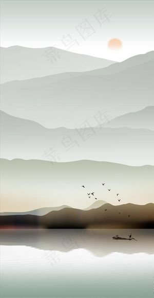 意境山水背景玄关图图片