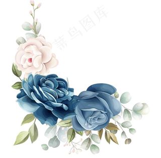 蓝色妖姬与香槟图片