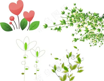 矢量树叶 花朵图片