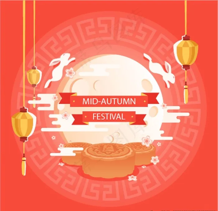中秋文化元素图片ai矢量模版下载
