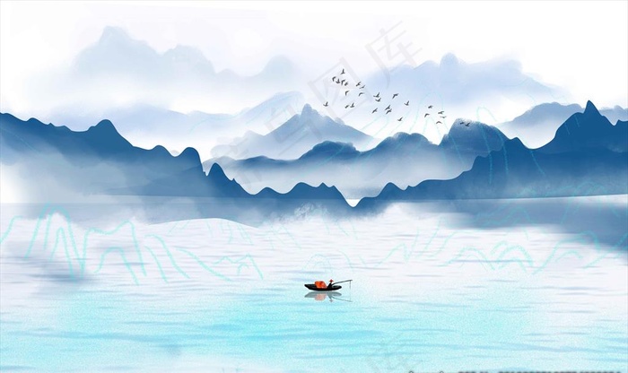 水墨图片psd模版下载