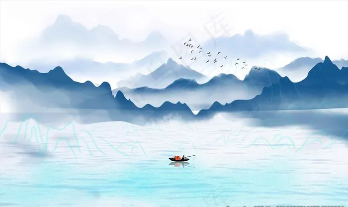 水墨图片psd模版下载