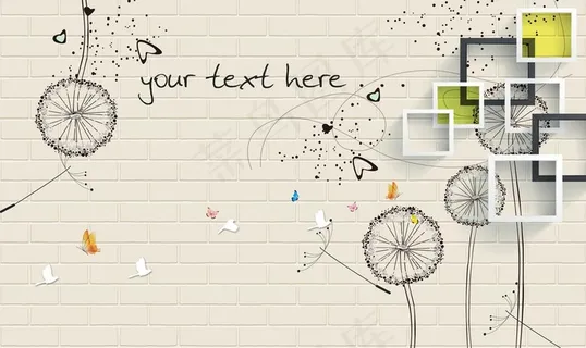 蒲公英简约方框背景图片