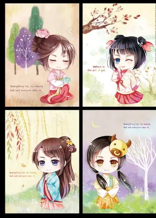 卡通古风女孩海报图片