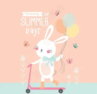 小白兔气球卡通形象图片