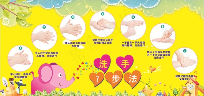 七步洗手法图片cdr矢量模版下载