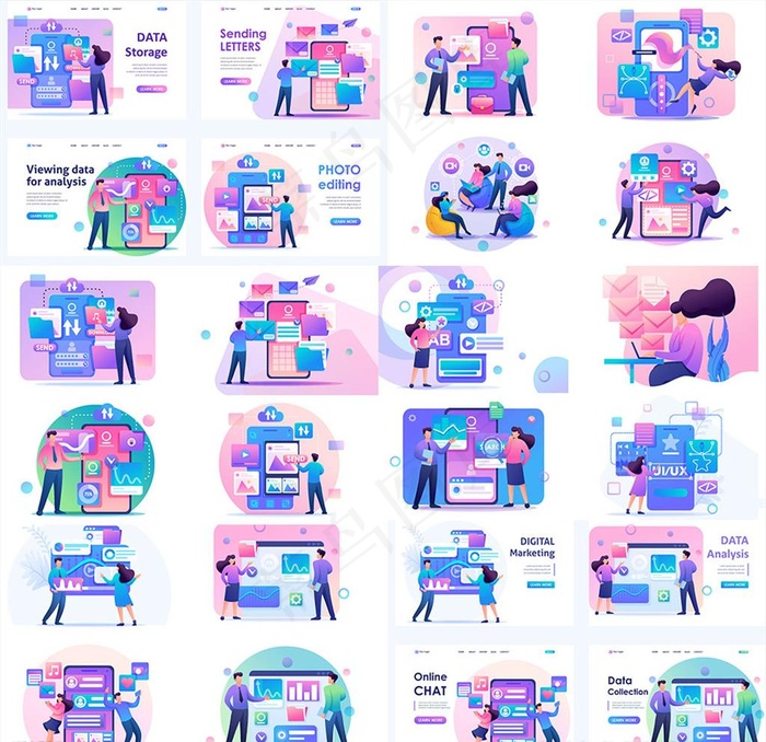 商务科技插画图片eps,ai矢量模版下载
