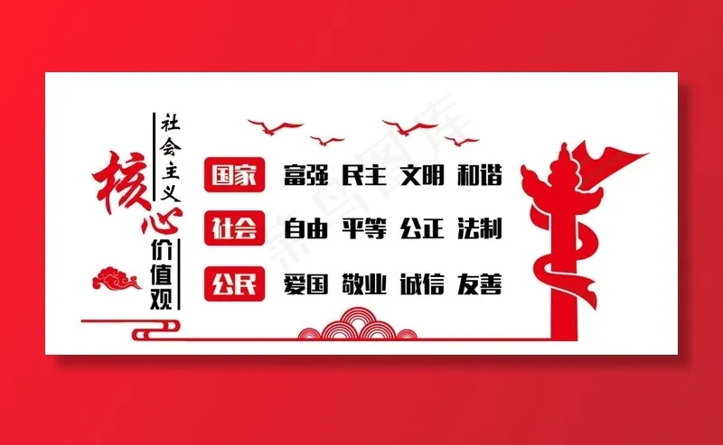 *核心价值观文化墙图片ai矢量模版下载