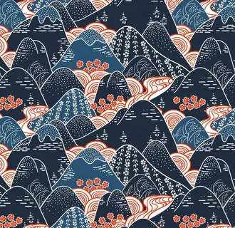 山水印花图片 山水印花图片