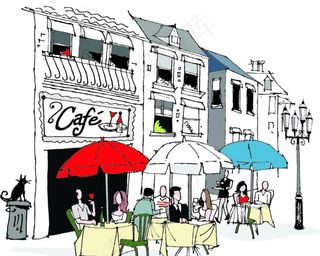 咖啡馆插画图片