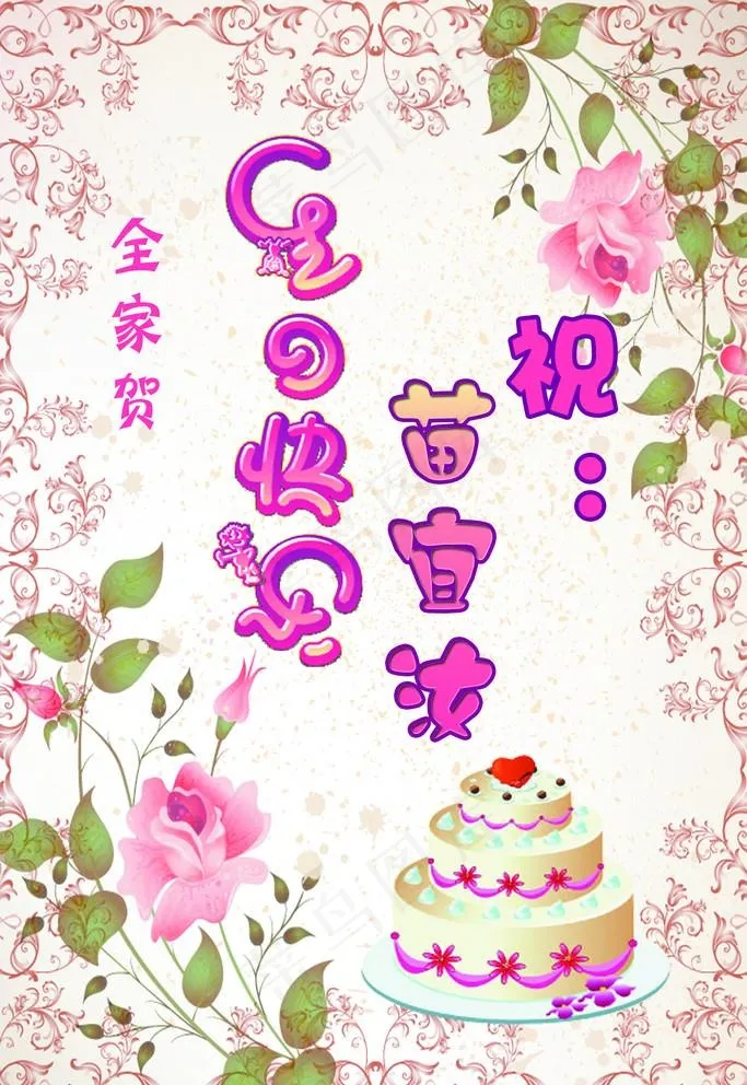 生日快乐图片psd模版下载