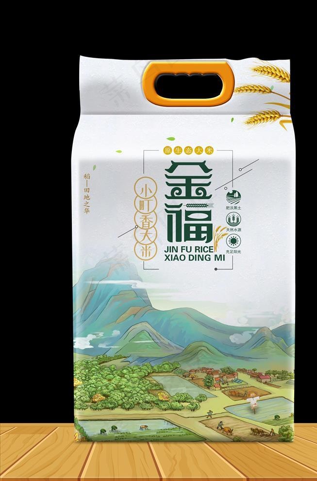 大米包装 米袋图片(3780X6260(DPI:300))psd模版下载