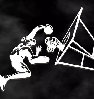 蓝球扣篮动作前影图片