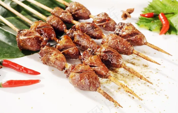 烤鸡心图片
