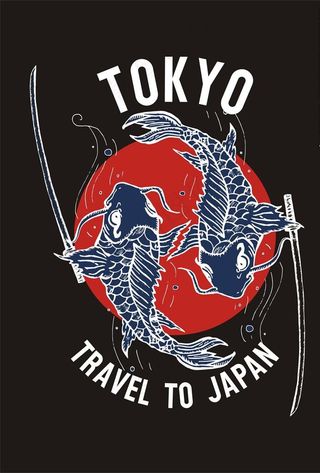 潮牌武士鲤鱼图案图片