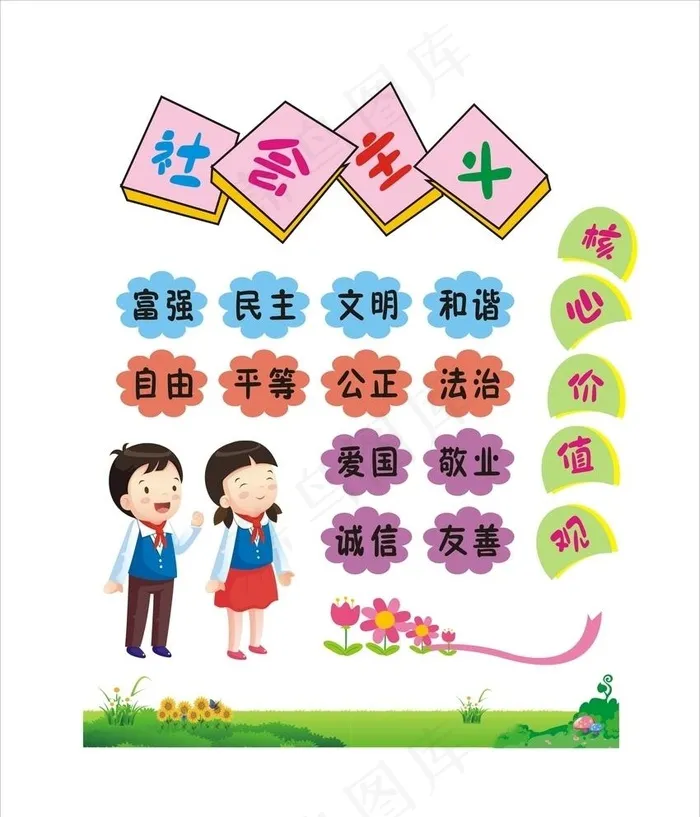 幼儿园*核心价值观图片cdr矢量模版下载