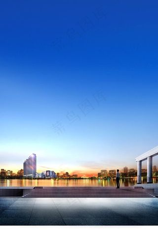 蓝色高端城市背景图片