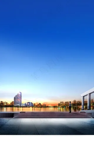 蓝色高端城市背景图片