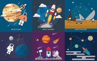 扁平航天插画图片